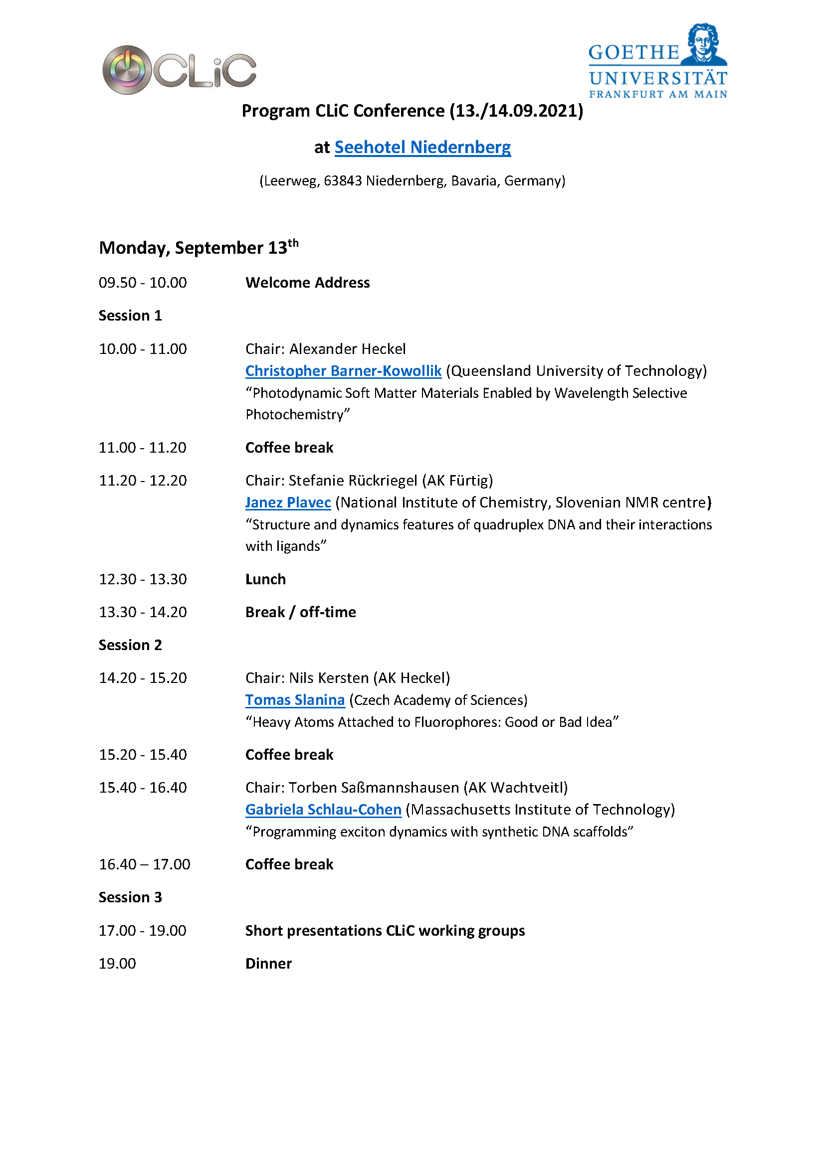 Program CLiC Conference 2021 mit open air discussion Page 1